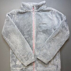 Columbia Girl's Fire Side Sherpa Jacket Full Zip Gray/Pink Medium